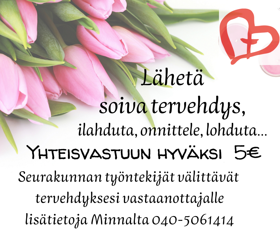 Ylänurkassa vaaleanpunaisia tulppaaneja ja Yhteisvastuulogo sekä teksti 